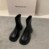 Thick-Soled White Skinny Martin Boots Women'S Boots French Small Bare Boots Khaki Short Boots Spring Single Boots 39 gray