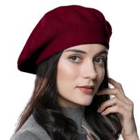 SOMALER Winter Beret Hats for Women French Style Beret for Ladies Winter Hats with Lining tamsiai raudona spalva