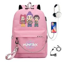 K-Pop Anime Print Student Backpack With Chain Strap Oxford Fabric Breathable Waterproof School Bag Teens One Size No USB Cable Included