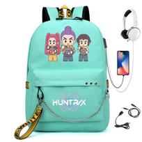 K-Pop Anime Print Student Backpack With Chain Strap Oxford Fabric Breathable Waterproof School Bag Teens One Size No USB Cable Included