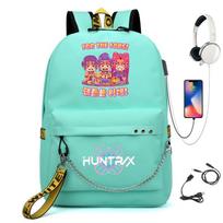 K-Pop Anime Print Student Backpack With Chain Strap Oxford Fabric Breathable Waterproof School Bag Teens One Size No USB Cable Included