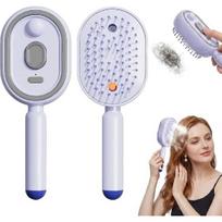 2026 Electric Steaming Hair Straightener Brush Electric Spray Air Cushion Massage Hair Brush Rechargeable Detangling Steam Brush Purple-NO Box white