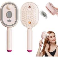 2026 Electric Steaming Hair Straightener Brush Electric Spray Air Cushion Massage Hair Brush Rechargeable Detangling Steam Brush Pink-NO Box