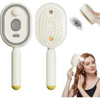 2026 Electric Steaming Hair Straightener Brush Electric Spray Air Cushion Massage Hair Brush Rechargeable Detangling Steam Brush Yellow-NO Box