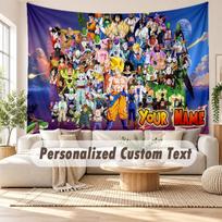 Custom Name Wall Hanging Tapestry,Dragon Ball Decorative Backdrop Tapestry For Dorm Home 100cmx150cm black