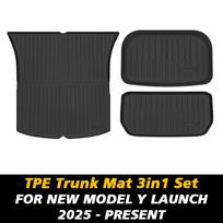 TEKSY For Tesla New Model Y 2026 2025 Juniper  Front and Back Trunk Mat TPE Carpet Waterproof Weather-resistant Pads Layer Mats