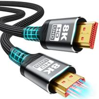 8K HDMI Cable Ultra High Speed Braided Cord Cables 48Gbps (8K@60Hz 7680x4320, 4K@120Hz) Supports Dynamic Dolby Atmos Compatible with Roku TV/PS5/HDTV 0.5m