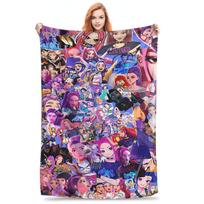 Huntrix KPop Demonų Medžiotojai Mira Zoey Rumi Antklodė Iškylai Flanelinė Antklodė Laukiantiems Minkštas Dizainas Kokybiška Lovatiesė Dovana 76x102cm