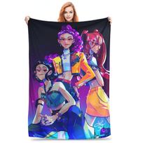 Huntrix KPop Demonų Medžiotojai Mira Zoey Rumi Antklodė Iškylai Flanelinė Antklodė Laukiantiems Minkštas Dizainas Kokybiška Lovatiesė Dovana 102x127cm