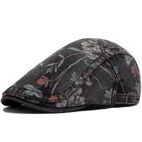 New Vintage Print Denim Beret Women Men Cotton Newsboy Cap Casual Visor Fashion Flat Hat Adjustable Berets For Spring Autumn juoda