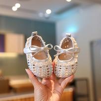 Baby Girls' Breathable Woven Mary Jane Sandals for Summer 24 sidabras