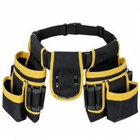 1680D Oxford Cloth Tool Waist Bag Magnetic Belt Hammer Holder Nail Suction Tool Pouch Organizer for Electrician Carpenter Handym black