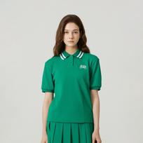 MARTINE GOLF Knit Collar Crop Short Sleeve T-Shirt_Green Green/3 blue