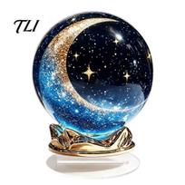 Unique Gift for Friends Moon Star/Fairy Crystal Ball Ornament, Decorative Acrylic Sphere Bedroom Living Aesthetic Accents Room Desk Decor, Exquisite A black