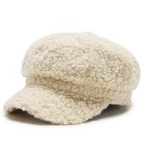 Keep Warm Lamb Wool Berets All-match Painter Cap Fashion Octagonal Cap  Autumn smėlis