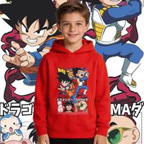 Dragon Ball Youth Large-Sized Sports Hooded Sweatshirt - Saiyan Anime Print Children's Breathable Comfortable Coat 100