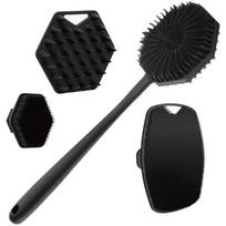 Silikoninis nugaros prausimosi šepetys ilga rankena minkšti šereliai 1/4 vnt. Giliai valantis kūno šveitiklis vyrams moterims dušo SPA naudojimui B 4PCS