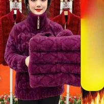 Rudeninės ir Žieminės Striukės, Moteriškos Imitacinio Audinio Striukės su Minkštos Vilnos Pamušalu, Šaltį Atsparus ir Šiltas Viršutinis Drabužis XXXXXL violetinė