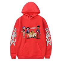 New Autumn/Winter Plus Size Anime GORILLAZ Pullover Hoodie - Trendy European/American Cartoon Style Large red