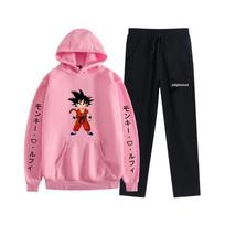 Seven Dragon Balls Son Goku Casual Sweatshirt and Straight Leg Pants Set 2XS pink