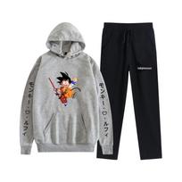 Seven Dragon Balls Son Goku Casual Sweatshirt and Straight Leg Pants Set 2XS gray