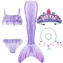 Vaikams Mergaitėms Plaukimo Undinukės Uodega Undinukės Kostiumas Cosplay Vaikų Maudymosi Kostiumas Fantazijos Paplūdimio Bikini Galima Pridėti Perlo Aksesuarus Helovynas 150 pink
