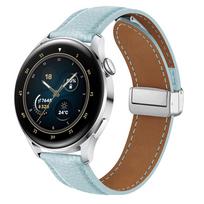 LUJING odinis dirželis, skirtas Samsung Watch 4/5/6 40mm 44mm 5 Pro 45mm magnetinė sagtis, skirta Galaxy Watch 6/4 Classic 43mm/47MM 42mm/46mm apyrankė 20mm gray