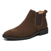 Vyriški Retro Klasikiniai Chelsea Batai Karvės Zomšas Natūrali Oda Vyriška Mada Ankle Boot Vyriški Laisvalaikio Trumpi Batai Aukštakulniai Batai 45 (US 11) tamsiai ruda spalva