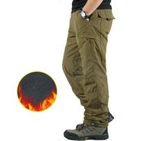 Šiltos žieminės vilnos kelnės Taktinės krovininės kelnės Klasikinės lauko žygiai Thicken Joggers Kelnės kelių kišenių kelnės XXXXXL geltona