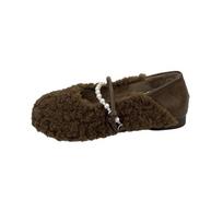 Flat-bottomed Mary Jane lamb wool shoes, children wear new Doudou shoes in autumn and winter 40 ruda