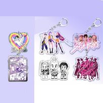 K-POP Group Exquisite Anime Character Acrylic Plate Keychain Pendant One Size white