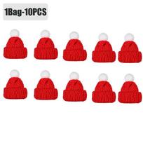 200 VNT Kalėdinė Maža Kepuraitė Mini Mažas Šalikas Raudona Žalia Kalėdinės Spalvos Kostiumų Kabinamas Pirštas Vilnos Kamuoliukas Dekoracija Kepurė 3Bags-30PCS raudona