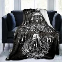 Ancient Scandinavian Norse Rune Axe  Soft Blanket Lightweight Flannel Throw Blanket for Teen Adult Suitable for Family Hotel# 75X95CM pilka spalva