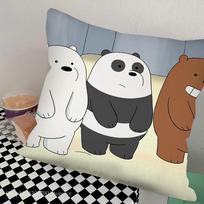 We B-Bare B-Bears Cartoon Fairy Tales Pillow Case Square Pillow Bedroom Sofa Leisure Comfort Cushion Living Room Home Decoration 24x24Inch gray