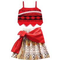 Vaianos princesės kostiumas vaikams, mergaitėms, karnavalinių suknelių apranga, kalėdinė dovana 110cm （5-6 Years) red
