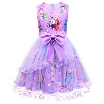 82943 Vaikų Mergaičių Rumi Zoey Mira Kpop Spausdinimo Tinklelio Suknelė su Kaspinėliu 160cm violetinė