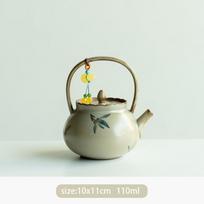 Chinese Hand-painted Butterfly Orchid Ceramic Teapot Small Capacity Handmade Tea Pot Beauty Tea Infuser Kettle Household Tea Set beige
