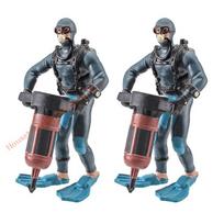 85AD Set of 2 Artificial Diver Miniature Marine Creature Shelter Diver Model black
