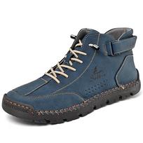 Men's Mid-Calf Leather Martin Boots - Autumn/Winter, Large Size, Handmade Casual Work Boots 42 mėlyna