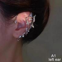 Fashion Sparkling Crystal Elf Butterfly Ear Cuff Without Piercing Clip Earrings Elegant Ear Clip gray