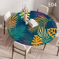 Waterproof Elastic Table Cover 60/90/100/120Cm Green Round Oil-Proof Tablecloth for Kitchen Dining Wedding Party Home Decoration (as the picture,90cm) blue