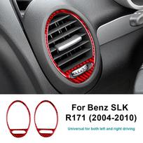 Anglies Pluošto Stiliaus Interjero Lipdukai Mercedes Benz SLK R171 (2004–2010 m) - Prietaisų skydelio, durų, centrinės konsolės apdailos lipdukai Red Side Air raudona