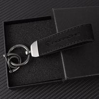 High Quality For Porsche Panamera Cayenne Taycan 911 718 Macan Carrera-GT 928 944 Luxury Women Men Suede Leather Car Keychains pdzh65 black