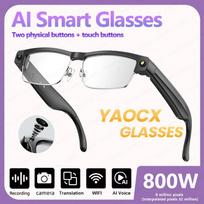 Nauji Išmanūs Akiniai Su Įmontuota HD Kamera, Dvigubu Mikrofonu Triukšmo Slopinimu, WiFi, Bluetooth, Objektų Atpažinimu, Realaus Laiko Perdavimu Silver clear lenses