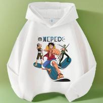 Kids Hoodie ONE PIECE Monkey D. Luffy Astronaut Printed Sweatshirt, Casual Cartoon Anime Pullover for Boys Girls, Comfortable 150 beige