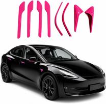 Fuchsia Pink Exterior Set for Tesla Model Y Model 3 2026 HW4.0 8PCS Door Handle Covers Side Camera Covers Mirror Trim Strips black