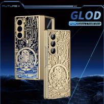 For Samsung Galaxy Z Fold 8 Ultra 7 6 5 4 3 5G Fashion Hinge Mechanical Electroplating Case Screen Protect Film Shockproof Cover Galaxy Z Fold 8 Ultra auksas