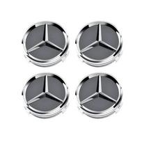 4 vnt. 60 mm automobilio ratlankio dangtelio emblema logotipas Mercedes Benz A B C E klasės CLA GLC W205 W212 W213 W176 W177 X253 W117 W204 pilka