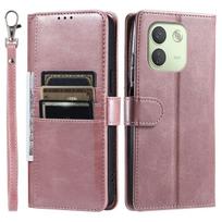 Cover for Xiaomi Redmi Note 17 Pro Max 5G Retro PU Leather Flip Wallet Phone Case Multi Card Slots Redmi Note 17 Pro Max 5G rožinė
