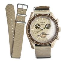20 mm laikrodžio apyrankė Omega X Swatch Speedmaster MoonSwatch Lengvai keičiama Nailoninė laikrodžio apyrankė Unisex [Ocdin] NATO® Dirželis, Apyrankė, (Saturnas/Jupiteris) beige
